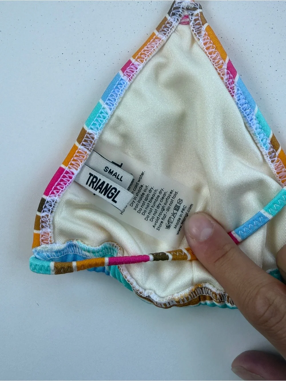triangl swimwear Multicolor Striped Triangle Bikini with Orange Pouch